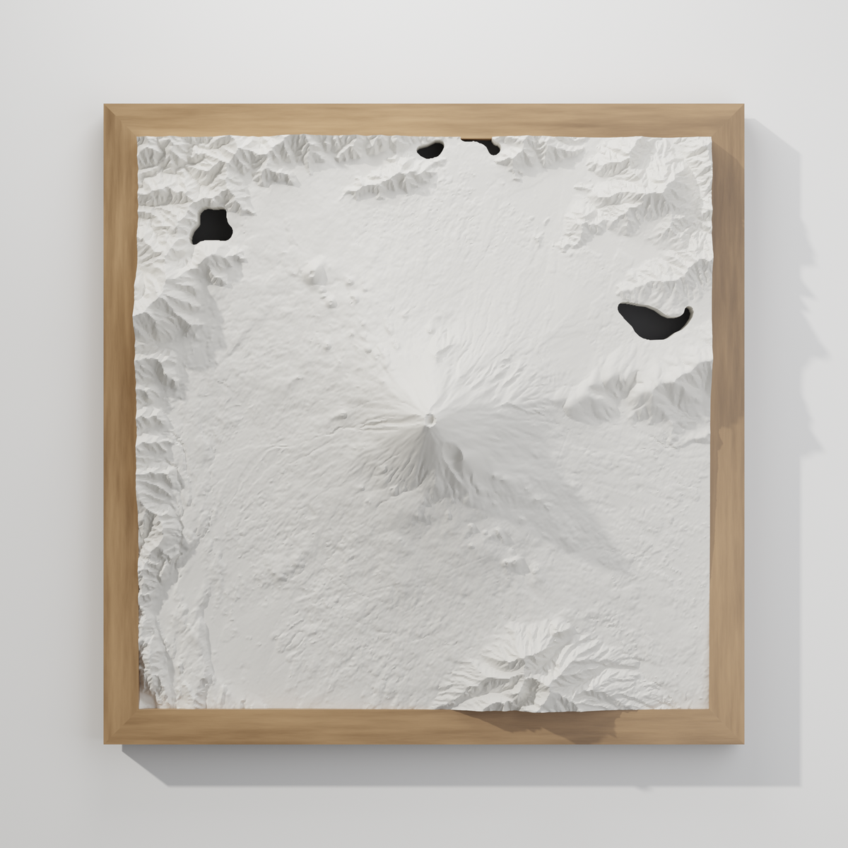 Fuji 3D topografisk tavla i ekram utan namnskylt, hel kvadrat - render av 3D-modellen
