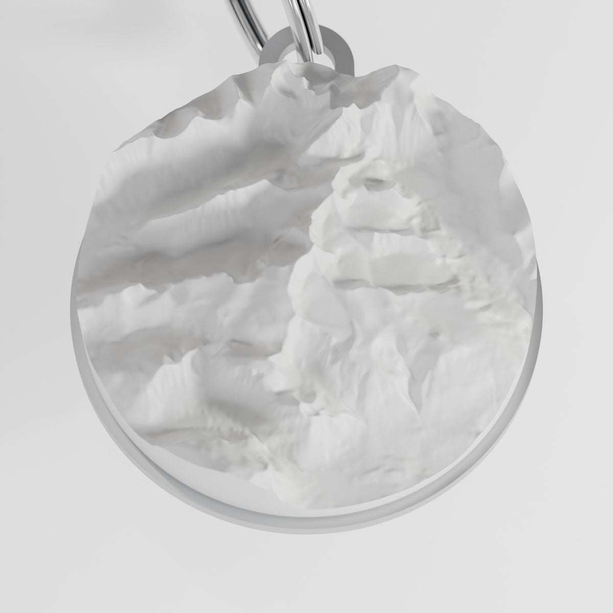 Kebnekaise nyckelring framsida rakt uppifrån - glaciärdalar och toppkam i relief