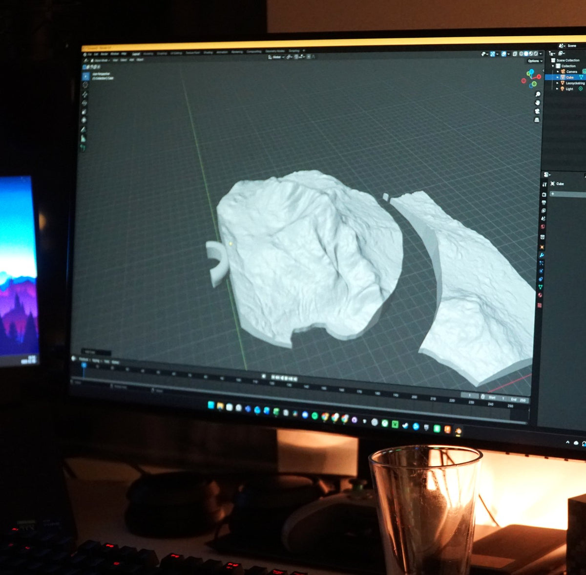 En relief öppen i 3D-programmet på skrivbordet