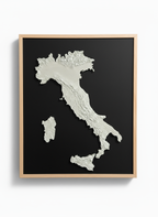 Italy map frame with birch wood