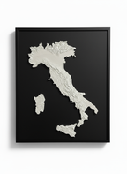 Italy map frame with black wood