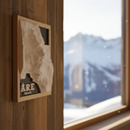 Side view of 3D frame with snowy Alps view